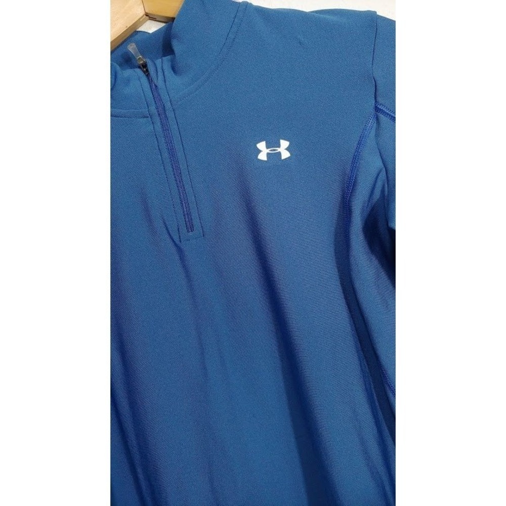 Under Armour Mens Medium Blue ColdGear Half Zip Long Sleeve Athletic Pullover - Picture 7 of 13
